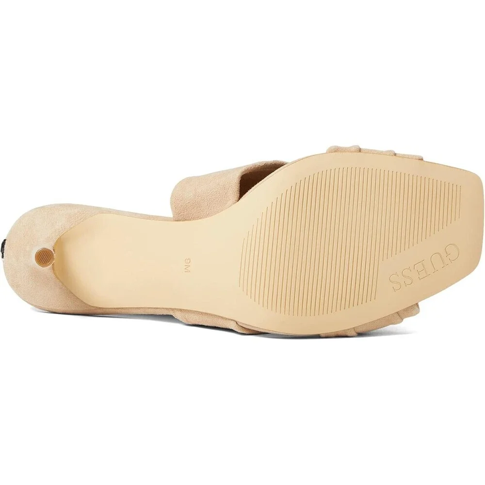 Guess Daiva GWDAIVA2 Sandals Womens US 6 Tan Knotted Suede Slip-On Mule JOBB1372